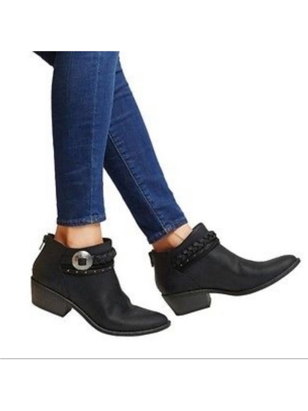 DV by Dolce Vita Elda black western ankle booties braided strap size 9
